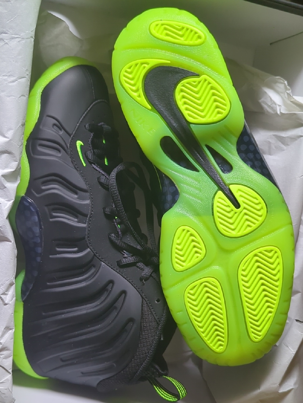 Nike Black with Neon Green Foam-style Sneakers